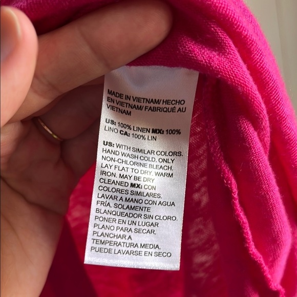 Chico’s Womens Pink 100% Linen Lagen Look Coastal Capsule V-neck Top Tunic Sz L - Picture 6 of 11